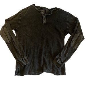 Los Angeles Third & Army Heather Gray Distressed Long Sleeve Henley Tee